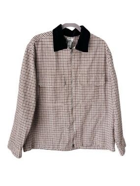 H&M Jacket Men's XL Checkered Corduroy Collar Boxy Chore Coat Utility Preppy